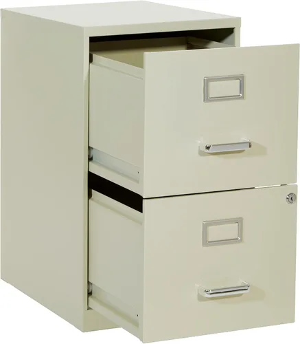 Vista 4 de OSP Home Furnishings - Archivador de metal con 2 cajones con cierre, color marrón Beige Bronceado