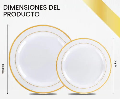 Vista 2 de M MCIRCO - Juego de vajilla dorada de 175 piezas, 50 platos de plástico, 25 tazas, 25 servilletas enrolladas con cubiertos de plástico, juego