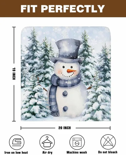 Vista 7 de Paquete de 4 fundas para respaldo de silla de muñeco de nieve de Navidad azul para sillas de comedor, lavables y extraíbles, protector de silla