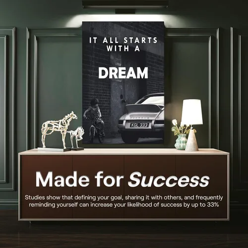 Vista 9 de Arte de pared motivacional para la oficina, lienzo de arte de súper auto, decoración automotriz inspiradora para los amantes de Porsche Sportscar