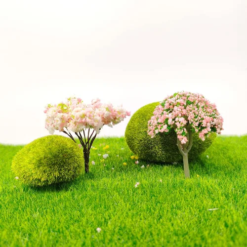 Vista 2 de 18 piezas de árboles de flores en miniatura, árbol de jardín de hadas, ornamento, modelo, tren, paisaje, arquitectura, árboles para manualidades