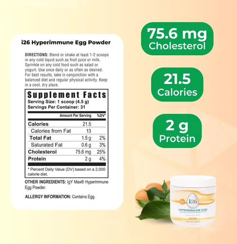 Vista 3 de Youngevity i26 Hyperimmune Egg Powder, Immune & Digestive Support, 140 g