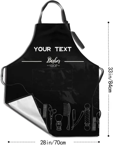 Vista 3 de Delantal de barbería personalizado para hombres, delantal de peluquería personalizado con bolsillos, delantal ajustable personalizado para peluquería