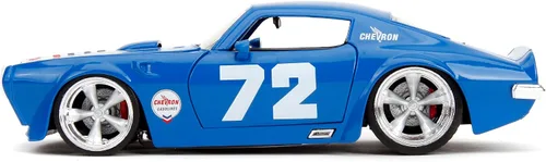 Vista 3 de Jada Big Time Muscle Chevron 1:24 1972 Pontiac Firebird - Coche fundido a presión, juguetes para niños y adultos (azul)