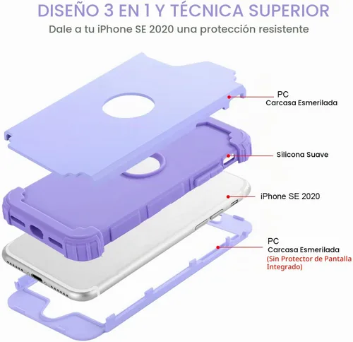 Vista 2 de BENTOBEN Funda para iPhone SE 2022 y iPhone SE 2020, resistente 3 en 1, cuerpo completo, resistente, a prueba de golpes, híbrida de policarbonato