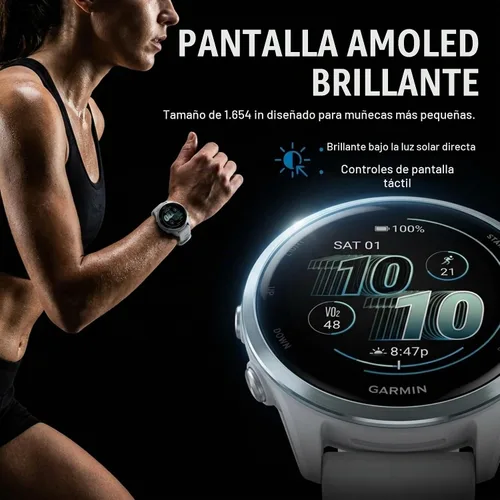 Vista 2 de Garmin Forerunner 570 1.654 in Advanced GPS Running & Triathlon Smartwatch AMOLED Display Training & Recovery Cloud Blue Aluminium w/Translucent