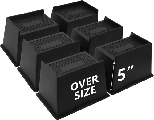 Vista 20 de Paquete de 4 elevadores de cama de 2 pulgadas, elevadores de muebles de gran tamaño resistentes, elevadores de cama extra anchos para mesa, sofá