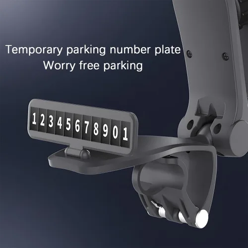 Vista 3 de Soporte multifuncional para teléfono de automóvil, espejo retrovisor para vehículo, soporte para teléfono celular, rotación de 360 grados, soporte