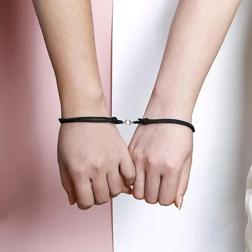 Vista 5 de Pulseras magnéticas para parejas, pulsera de cuerda trenzada de atracción mutua, regalos para parejas, mujeres, hombres, amantes, novio, novia, él