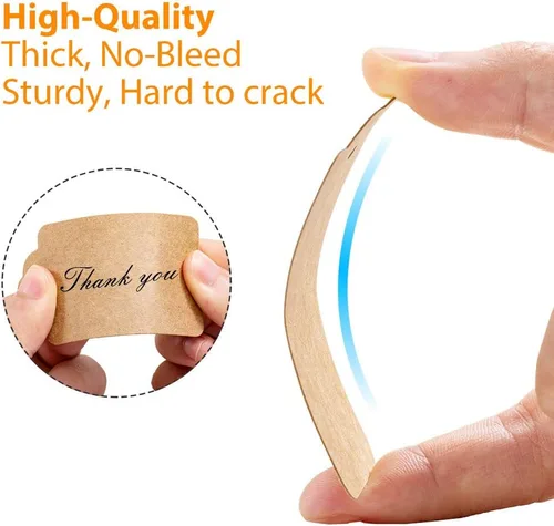 Vista 3 de Homum 200 etiquetas de regalo de alta calidad con 200 cuerdas de yute natural de doble cara, etiquetas de joyería con cuerda para boda, Navidad, Día