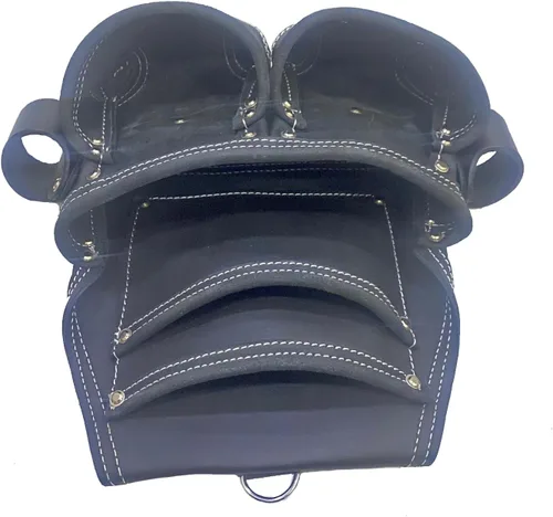 Vista 4 de Zeluga 20-123 Bolsa de herramientas de cuero resistente de 5 bolsillos, color negro