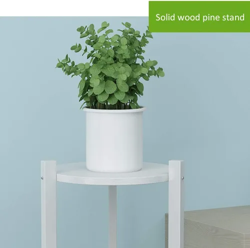 Vista 6 de Diseño de doble capa interior de soporte de flores,Soporte de maceta de madera maciza,Sala de estar Balcón Planta Soporte impermeable a prueba