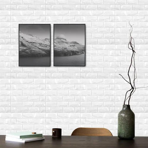 Vista 3 de 11 piezas de paneles de pared 3D de ladrillo falso adhesivo de despegue y pegado, papel tapiz de ladrillo blanco, paneles de pared de espuma