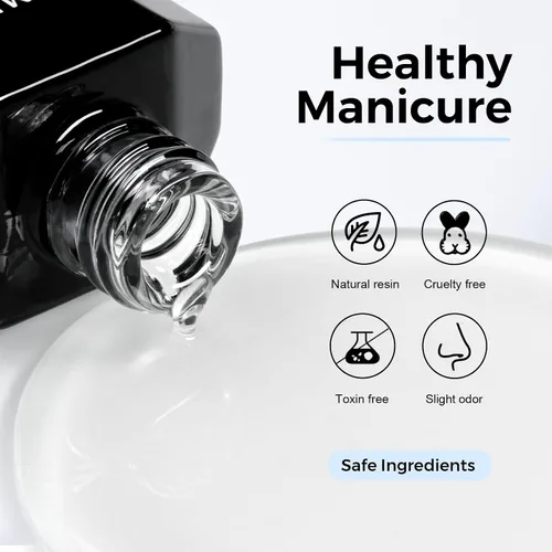 Vista 2 de TOMICCA Capa base de gel, 1 capa base de 0.5 onzas líquidas que no se limpia para esmalte de uñas de gel, fórmula mejorada LED de larga duración