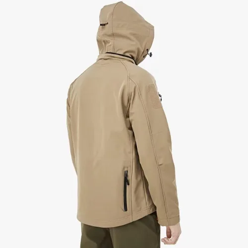 Vista 3 de MAGCOMSEN Abrigos de invierno para hombre 8 bolsillos con capucha resistente al agua y al viento chaqueta táctica Softshell