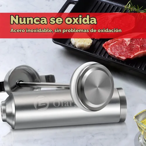 Vista 3 de Ofargo Jeringa Inyectora de Carne de Acero Inoxidable con 4 Agujas de Marinado y Estuche de Viaje para Parrilla Ahumadora de BBQ, regalos