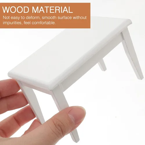 Vista 5 de Beaupretty Muebles de casa de muñecas Mesa y sillas de madera en miniatura para casa de muñecas Mini accesorios de comedor (blanco)