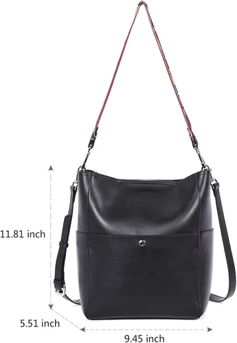 Vista 3 de Telena Bolsos cruzados para mujer, de cuero vegano, bolso cruzado para el hombro, bolsa de cubo Hobo