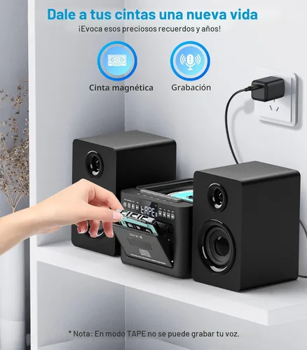 Vista 4 de Greadio Sistema estéreo para el hogar con CD Boombox y reproductor