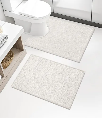 Vista 28 de Chakme Juego de 2 alfombras de baño ultrafinas, absorbentes, antideslizantes, lavables a máquina, color negro, 17 x 24 pulgadas / 17 x 30 pulgadas