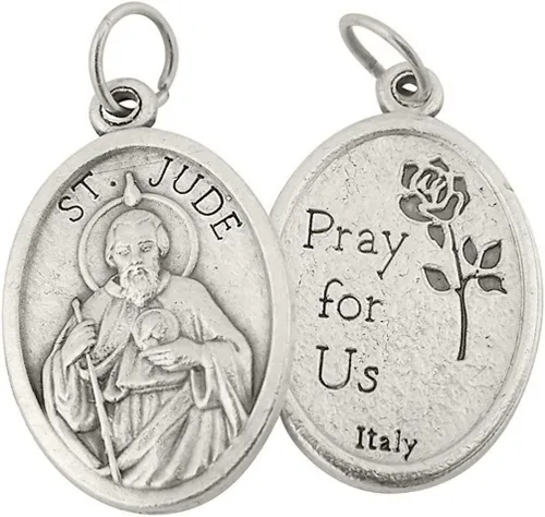 Vista 35 de Catholic Patron Saint Medals Base en tono plateado, 1 pulgada, juego de 2