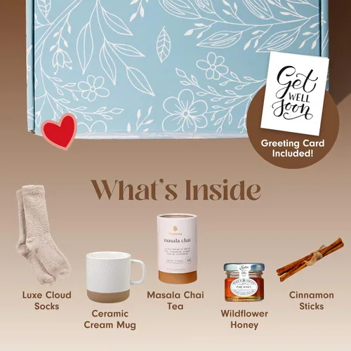 Vista 3 de Unboxme Get Well Soon - Cesta de regalo reconfortante para mujeres, caja de cuidado personal calmante con calcetines esponjosos, taza de cerámica
