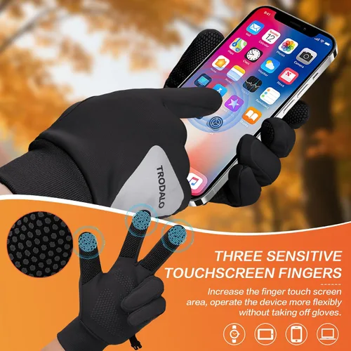 Vista 3 de Guantes de invierno para hombres y mujeres, ligeros y reflectantes, guantes deportivos antideslizantes para pantalla táctil, guantes cálidos