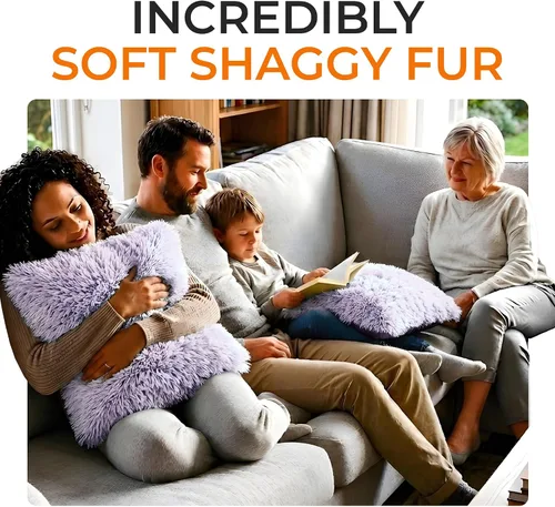 Vista 7 de Cheer Collection Almohadas Decorativas para Sofá y Cama, Almohadas Decorativas Suaves de Pelo Largo con Rellenos Incluidos, Acogedoras Almohadas
