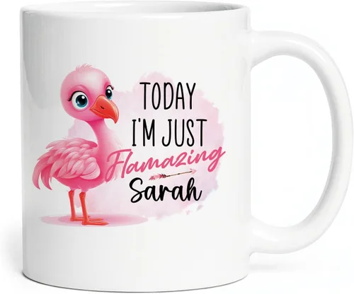 Vista 16 de Taza de flamenco personalizada 2023, Flock Of Flamingo Mug para cumpleaños de los amantes del flamenco, taza de café personalizada de flamenco
