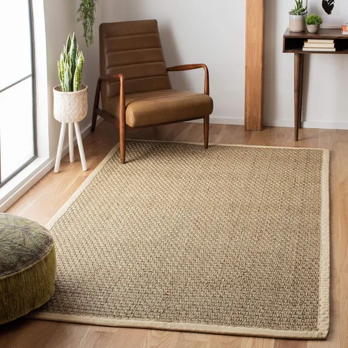 Vista 80 de SAFAVIEH Natural Fiber Collection NF114A - Alfombra de pasillo de hierba marina con patrón de tejido de cesta y borde, de 2 pies 6 pulgadas x 16