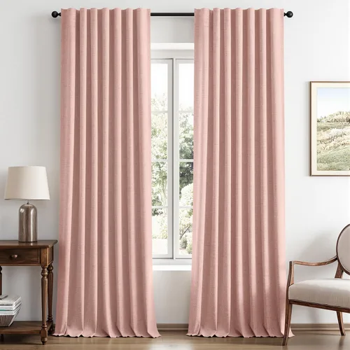 Vista 72 de MIULEE Cortinas de lino 100% opacas para dormitorio, marfil sólido, decoración de lujo, aislamiento térmico, cortinas oscurecedoras para sala