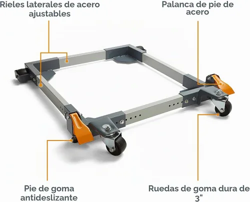 Vista 2 de Portamate PM-3500 base universal con ruedas de resistencia industrial para facilitar el transporte de herramientas eléctricas pesadas
