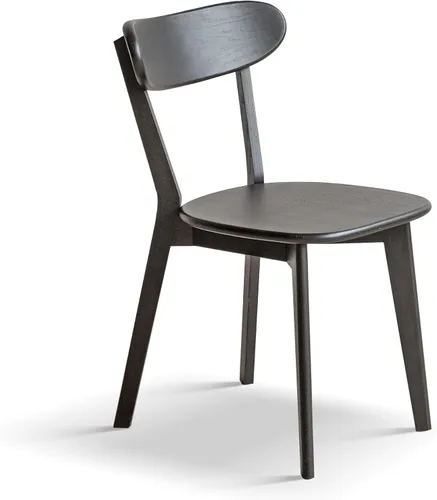 Vista 9 de JUSTONE Mid-Century - Juego de 2 sillas de comedor modernas de madera maciza con respaldo ergonómico, estilo granja para comedor (negro)