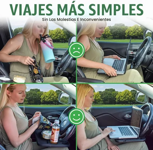 Vista 6 de lebogner Bandeja para volante, bandejas de comida para automóvil para comer, laptop, tableta, iPad o portátil, gancho para volante automático Beige