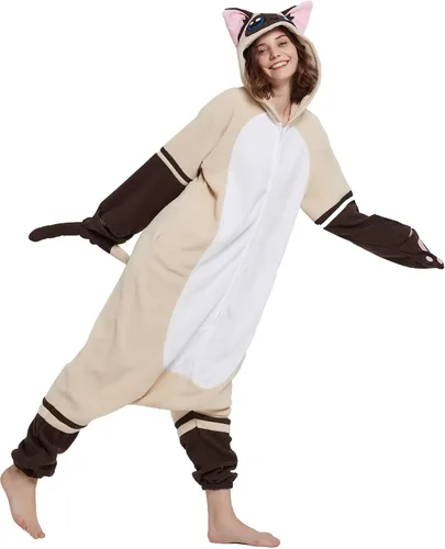 Vista 6 de DarkCom Kids Animal Onesie,Women and Mens Cosplay Siamese Cat Onesie Halloween Costume Christmas Pajamas Sleepwear