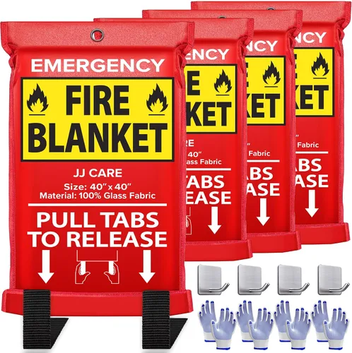 Vista 17 de JJ CARE Manta contra incendios – 2 paquetes con ganchos y guantes – Manta de emergencia contra incendios para el hogar y la cocina, mantas