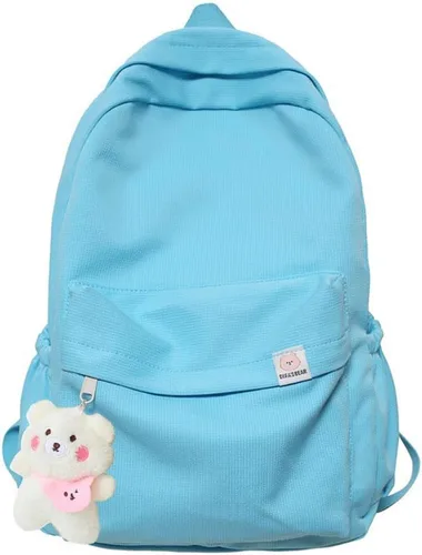 Vista 12 de Eagerrich Mochila Estética Mochila Bonita Útiles Escolares Bolsa para Laptop para Adolescentes Niñas Mujeres Estudiantes Color Sólido, Beige