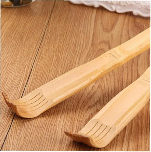 Vista 6 de Rascador de espalda de bambú para cuerpo de madera, masajeador manual de mango largo para cuello y hombro trasero