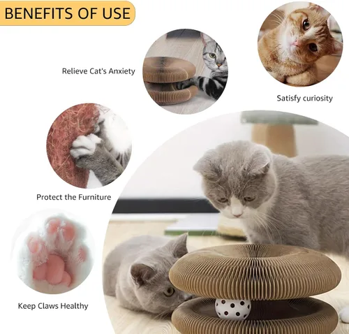 Vista 4 de Juguetes para gatos, órgano mágico tabla de rascador para gatos, juguete de acordeón compacto para gatos, juguetes de almohadilla de rascador