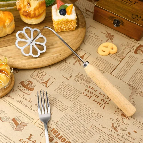 Vista 7 de IMIKEYA Molde para bunuelos con mango roseta Timbale Maker Flower Achappam Mold Waffle Mold Rosette Cookie Cutter herramienta para hornear