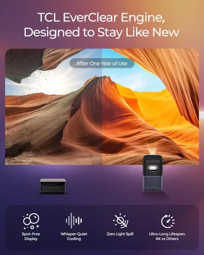 Vista 4 de TCL Proyector inteligente A1s compatible con 4K, 600 lúmenes ISO, compatible con Google TV y Netflix, WiFi y Bluetooth, enfoque automático Keystone