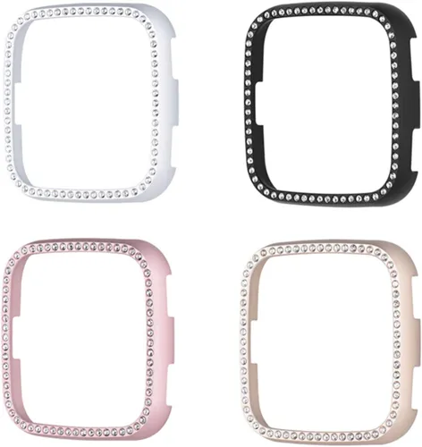 Vista 6 de Relojes Inteligentes para Mujer Case Cover Lite Case Case Case Diamond Watch Case Cover Metal Hard Smartwatch Guard Protector Marco a prueba