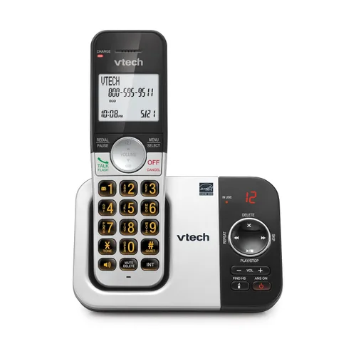 Vista 18 de VTech Teléfono inalámbrico con pantalla grande y botones grandes, DECT 6.0 con identificador de llamadas/llamada en espera, altavoz dúplex completo
