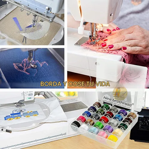 Vista 6 de New Brothread 25 piezas de colores surtidos 70D/2 (60WT) hilo de bobina preenrollado tamaño A SA156 para bordado y máquina de coser DIY hilo de 60WT