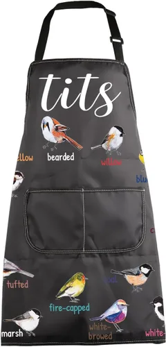 Vista 9 de MBMSO Delantal de tetas con bolsillos, delantal de cocina para observación de aves para amantes de las aves Tetas Delantal w