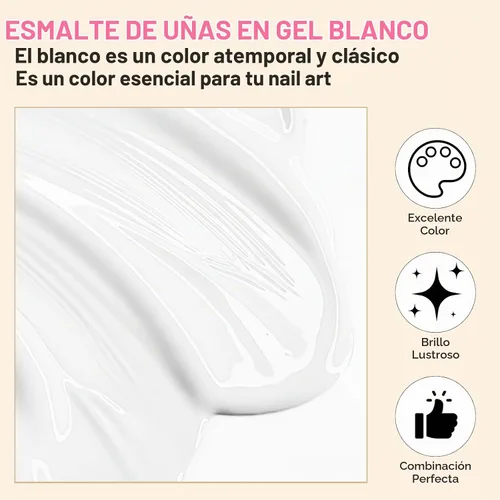 Vista 2 de Makartt Esmalte de uñas de gel blanco de 0.5 fl oz para uso en salón y Blanc 1 Pack
