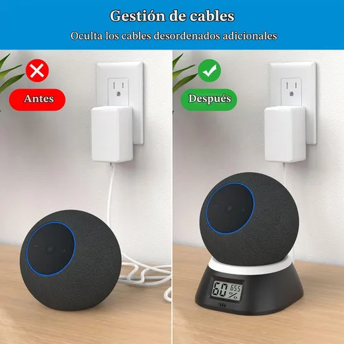 Vista 4 de PlusAcc Soporte para Dot 5th Gen & Dot Max & Nest Mini, pantalla de temperatura Negro, higrómetro de humedad digital Monitor de medidor