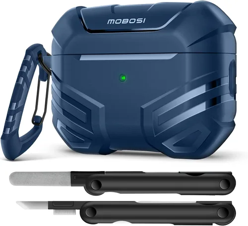 Vista 12 de MOBOSI Funda para AirPods Pro 2 con cerradura, compatible con funda Airpod Pro de 2ª/1ª generación, funda protectora de grado militar con kit