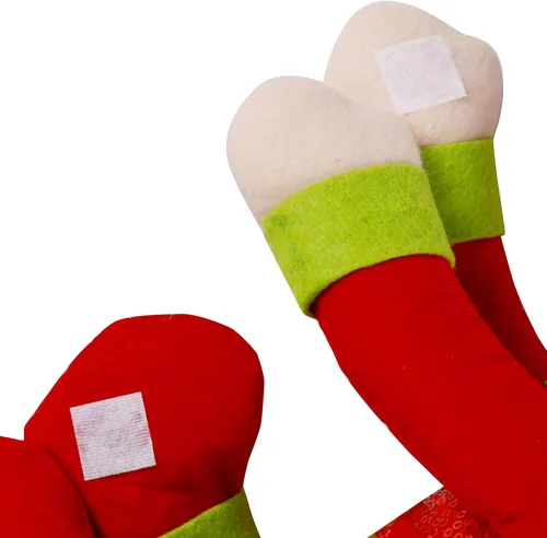 Vista 3 de Adornos de elfo para la parte superior del árbol de Navidad, decoración única y divertida de Navidad de peluche de elfo abrazador para adornos
