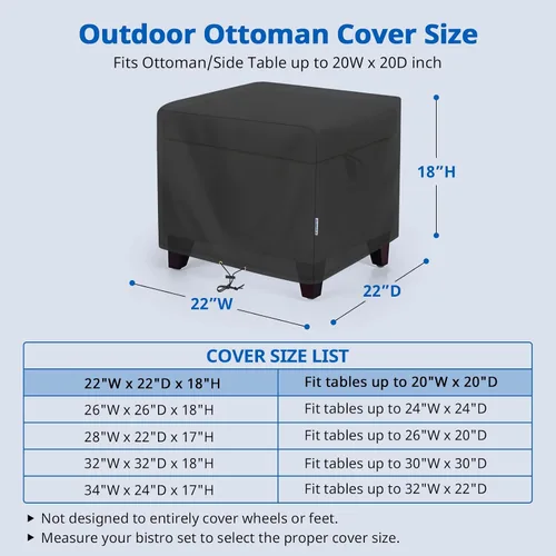 Vista 2 de SunPatio Funda otomana para exteriores, funda cuadrada impermeable para mesa de café, fundas para muebles de patio, protección para todo